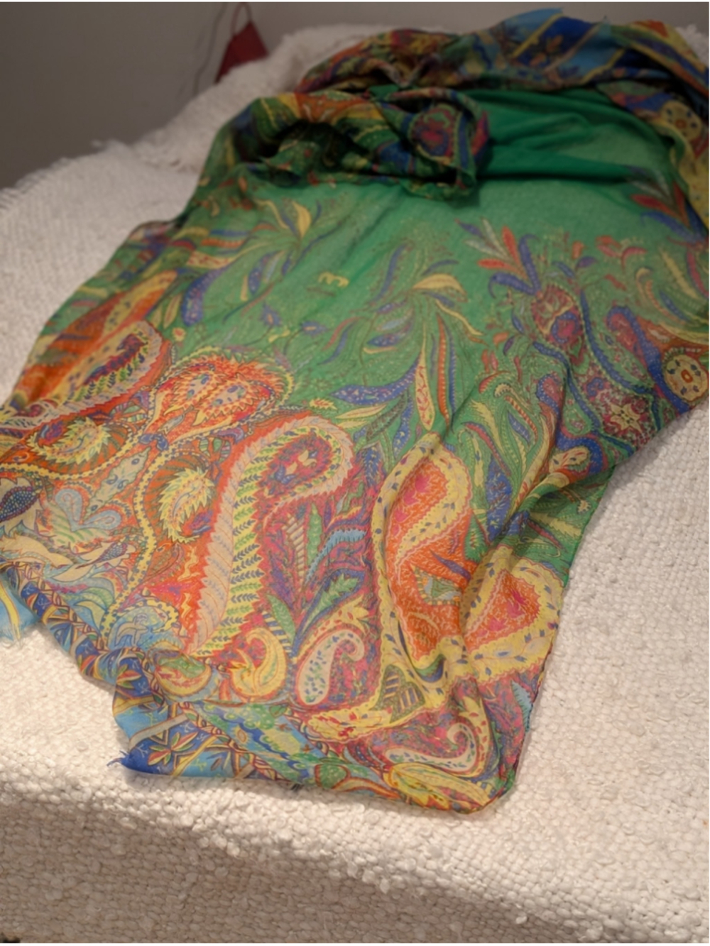 Women's Unbranded Paisley Print Scarf One Size Green Multicolor